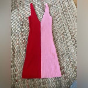 Peppermayo half pink half red dress